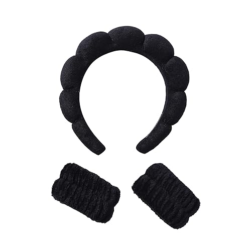 Juego de diademas y pulseras de spa para el cuidado de la piel, cintillo de maquillaje de burbujas para mujeres y niñas, cuidado de la piel, lavado