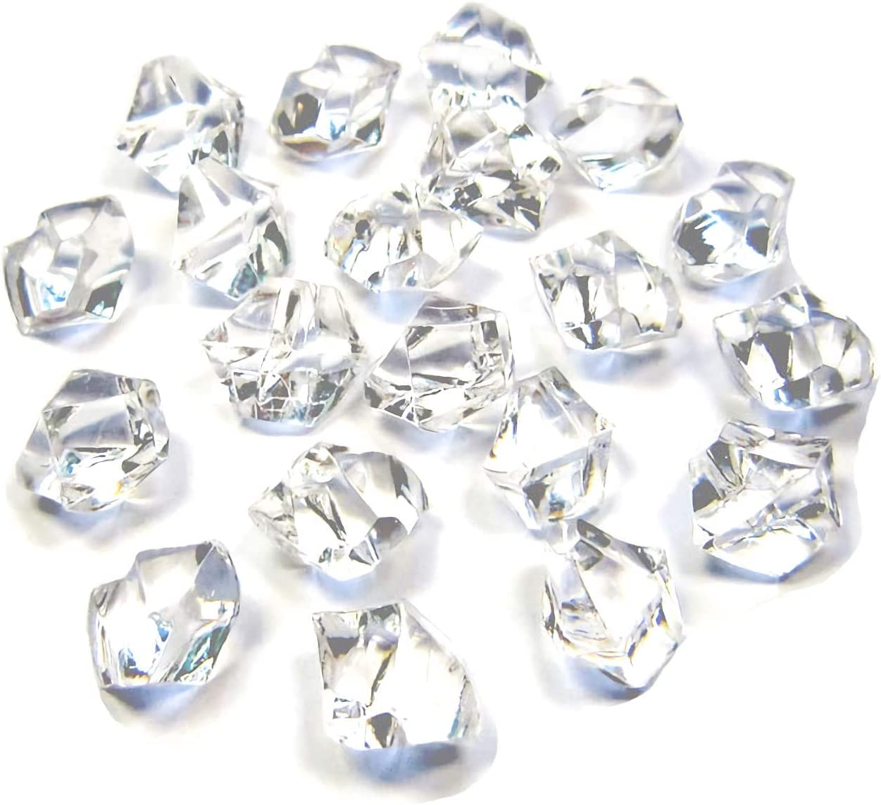 Daily Crafts 100g Fake Ice Cubes Filler Clear Gems for Crafts Clear Ice Rock Crystal Ice Fillers Acrylic Crystals for Vases Plastic Ice Cube Fake Diamonds Plastic Faux Ice-image-16