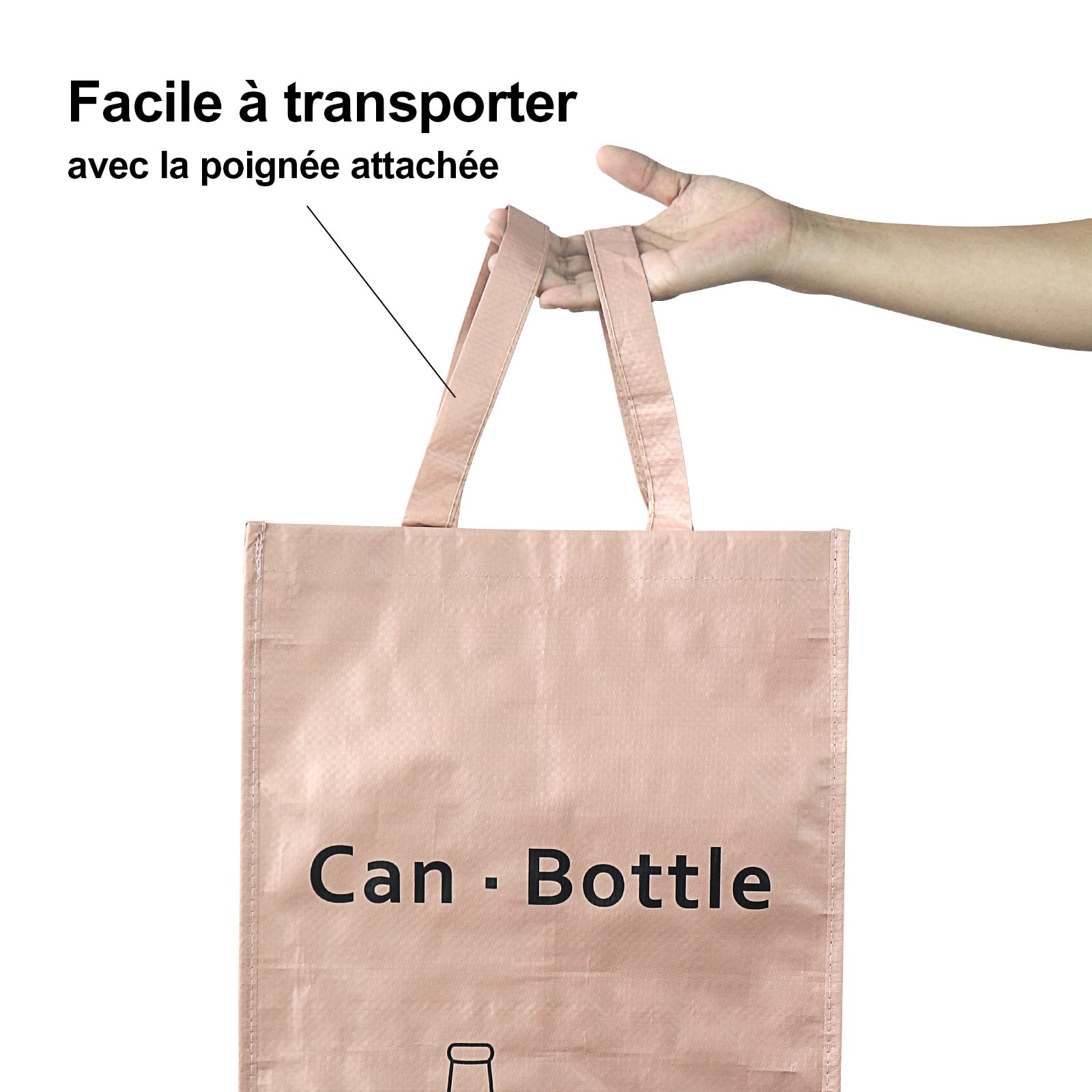 BOMEI PACK Lot de 3 Bacs de Déchets Trieur à Déchets pour Recyclage Rose Gris Vert Poubelle Extérieur Intérieur Papier Verre Plastique