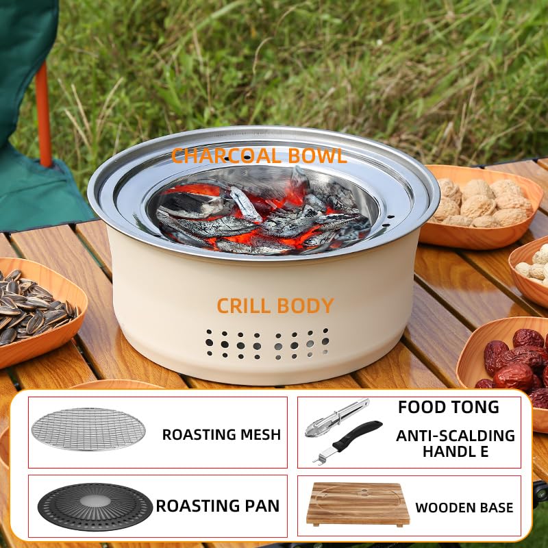 Mini BBQ Grill Stick Proof Rookloze Japanse Tafelblad Grill Indoor Kleine Barbecue Pot Koreaanse Familie Barbecue Kachel Draagbare Tafelblad Barbecue Grill voor Camping Picknick(HN BBQ18D