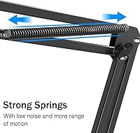 Vista 4 de FIFINE - Soporte de brazo para micrófono, soporte de micrófono de tijera con abrazadera resistente, adaptador de 3/8 a 5/8 pulgadas, para voz