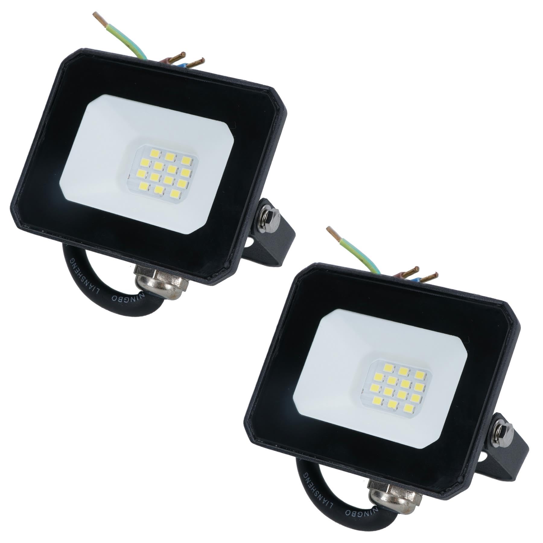 AB Tools 10 Watt LED Mini Floodlight Garden Lighting 800 Lumens IP65 + Bracket 2pc