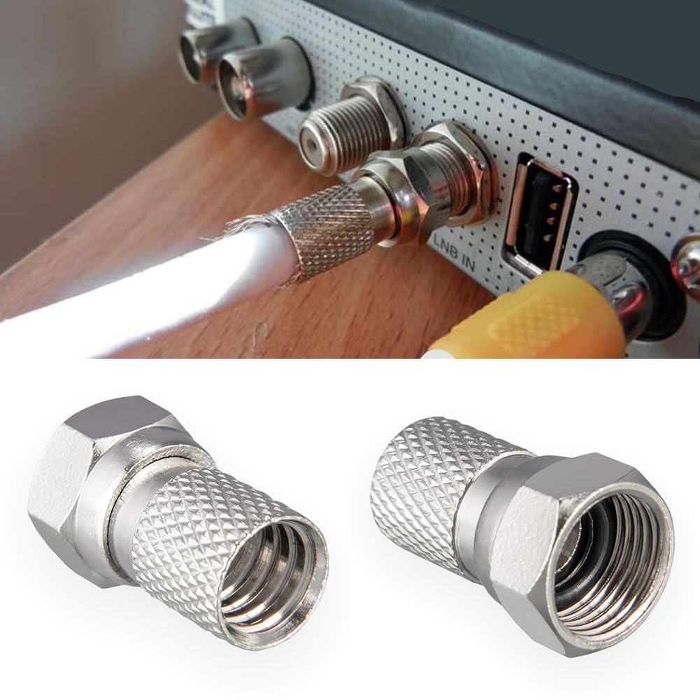 Connettore F Connettori F A Vite Dorati Per Cavo Coassiale - Per Antenna TV, Satellite, LNB, Larga Dado Spina F Per Cavi HD - Foto 10