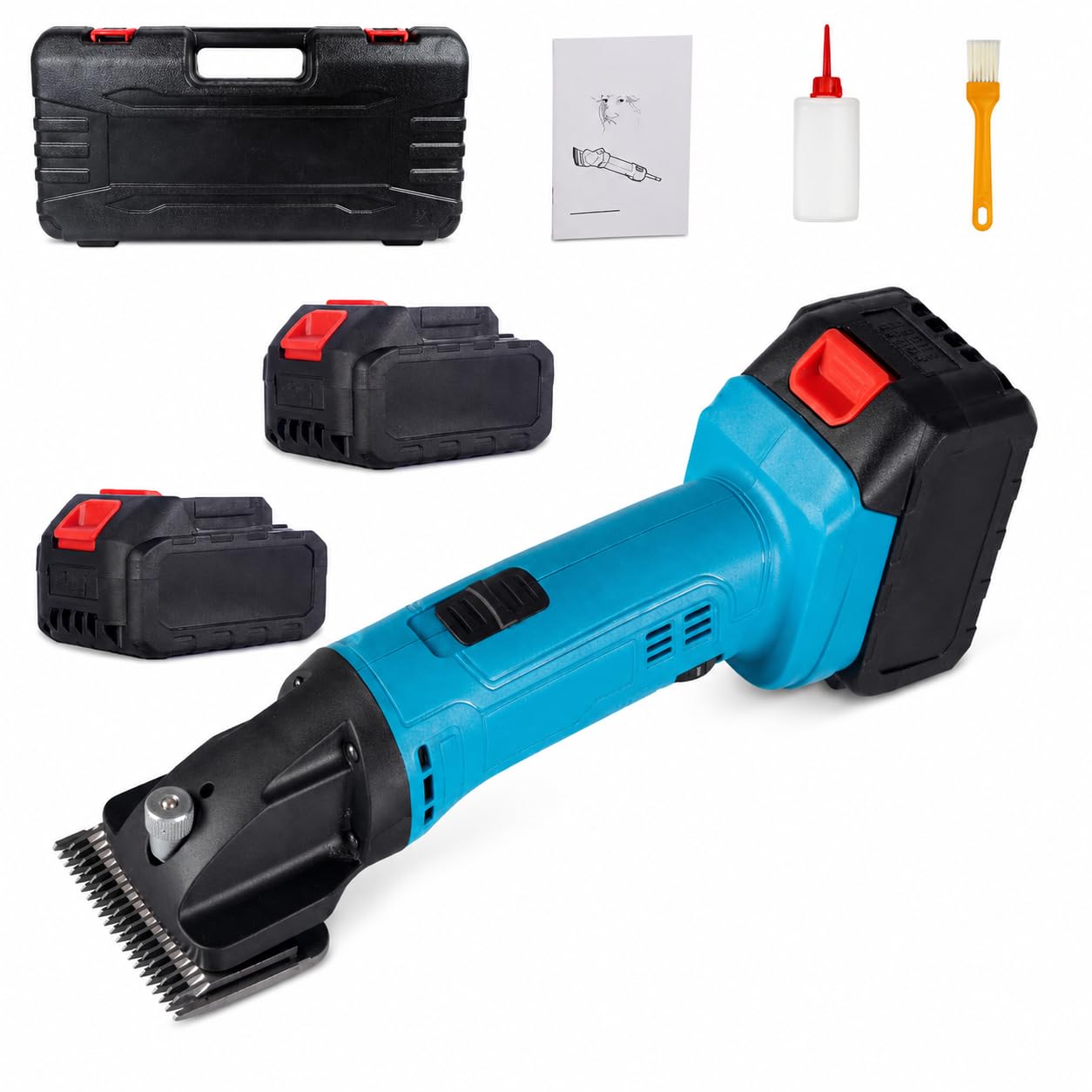 Tosatrice senza fili per cavalli da 500 W, 2400 giri/min, 2 batterie, 6