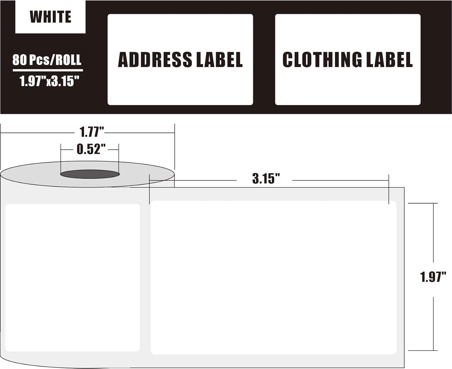 M110 Thermal Labels for Phomemo M110/M221/M220/M120/M200/M100 Label Printer, Removable Thermal Label Tape for NADA Print N20 Labels Refill for CLABEL 221B Label 1.97"x3.15"(50x80mm) 2 Rolls White - Image 2