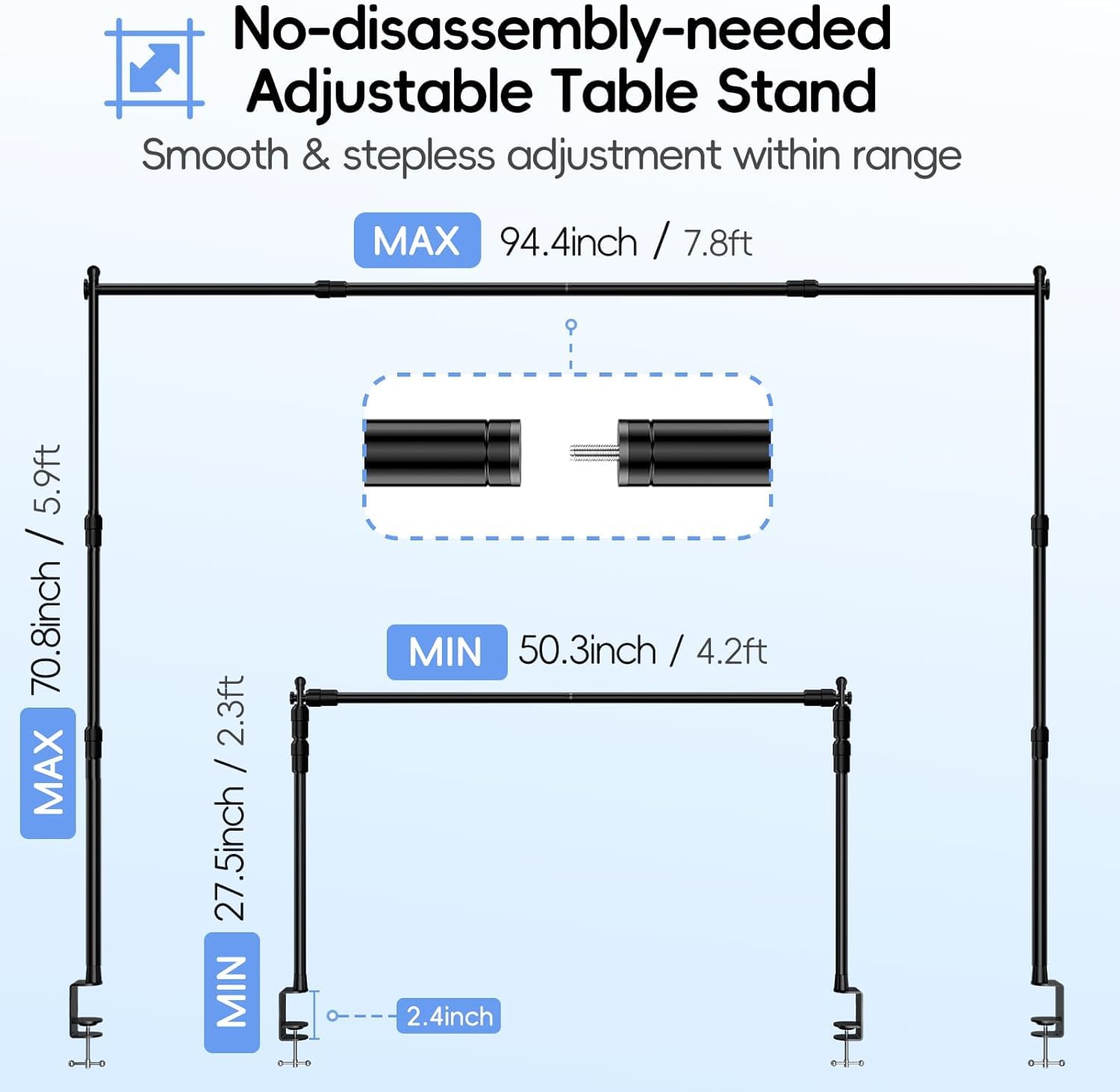 EMART 180x240cm Supporto di Sfondo Regolabile Sopra la Tabella | Compleanno, Nozze, Festa, Decorazione di Anniversario