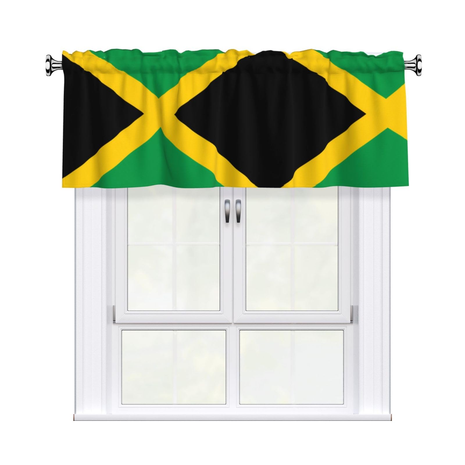 YYHHAOFA Flag of Jamaica Prints Durable Kitchen Window Layer – 54x18 Inch 100% Polyester Valance with Precision Construction
