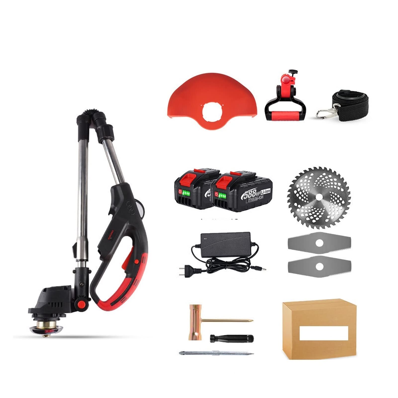 Taglia erba, Tosaerba elettrico senza spazzole da 4000 W 36000 RPM Tagliaerba pieghevole giardino fili(2 Battery Plug)
