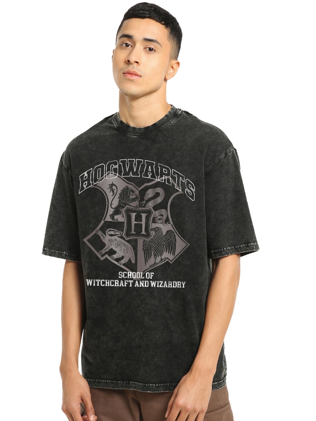 Official Harry Potter Merchandise Men's 100% Cotton 220 GSM Typography Oversized Fit Round Neck T-Shirt-image-31