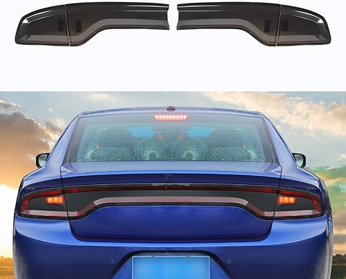 Hoolcar Cubierta de la lámpara trasera, marco de bisel, accesorios exteriores para Dodge Charger 2015-2022, color negro ahumado