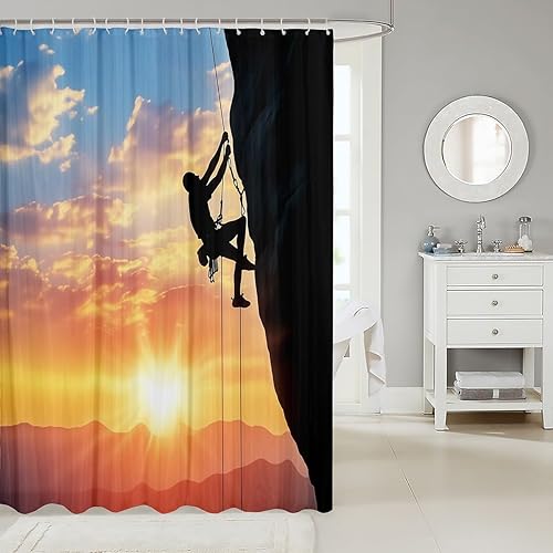 Miniatura 2 de Erosebridal Cortina de baño de escalada en roca, cortina de ducha deportiva extrema para niños, adolescentes y adultos, juego de cortinas de