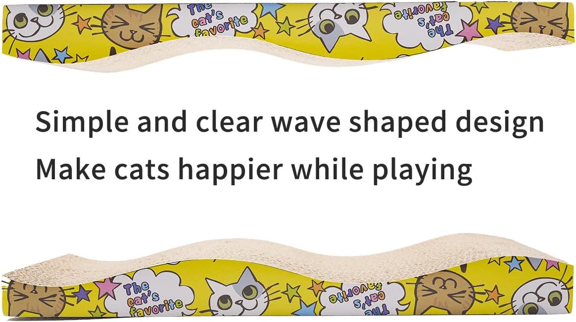 cat Scratching Board,Super Durable Paper Leather Pads,Premium Cardboard cat Scratcher for Indestructible cat Scratching Board & Scratch pad for Cats Asinpa (Yellow Waves, 9.44in*16.33in*2.54in)