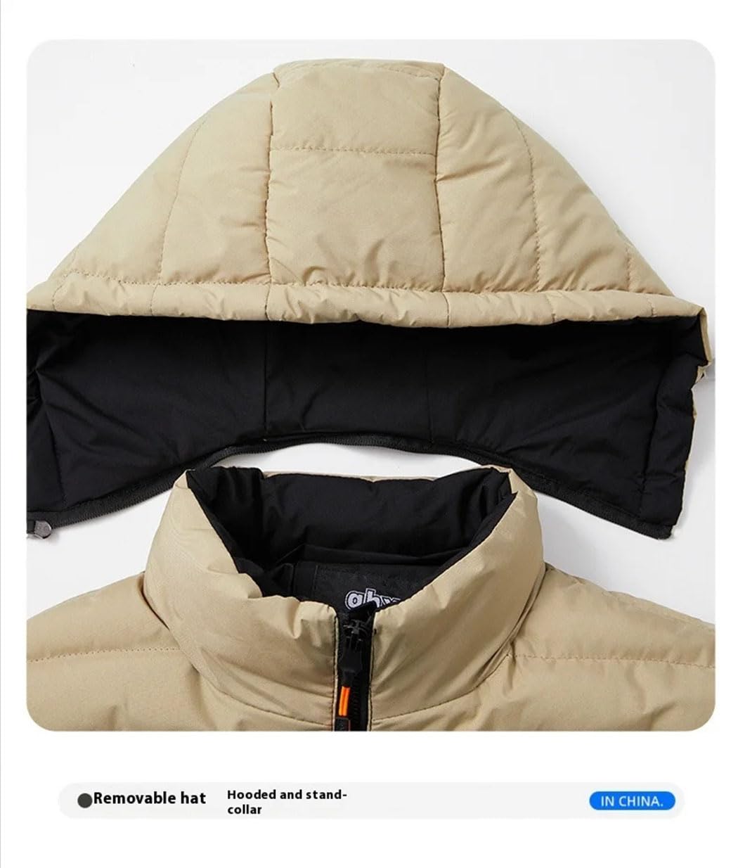 Piumino da uomo con cappuccio staccabile invernale spesso antivento caldo capispalla leggero trapuntato piumini