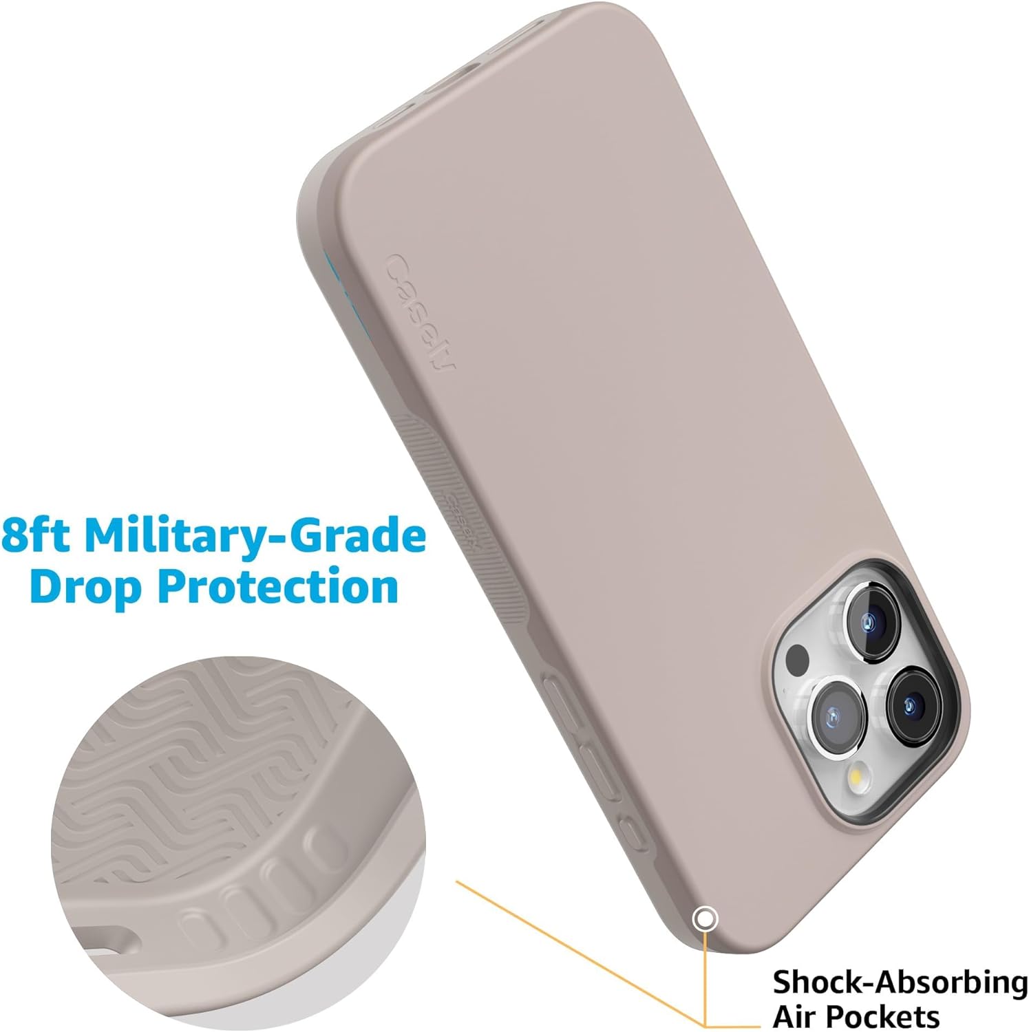 Casely iPhone 15 Pro Case | Taupe on Nude | Calm Beige | Bold Protective Design | Compatible with MagSafe