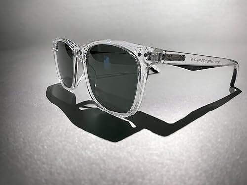Miniatura 3 de DSME Gafas de sol polarizadas de moda para hombre, transparentes con lentes tintadas verdes, protección UV400, Transparente