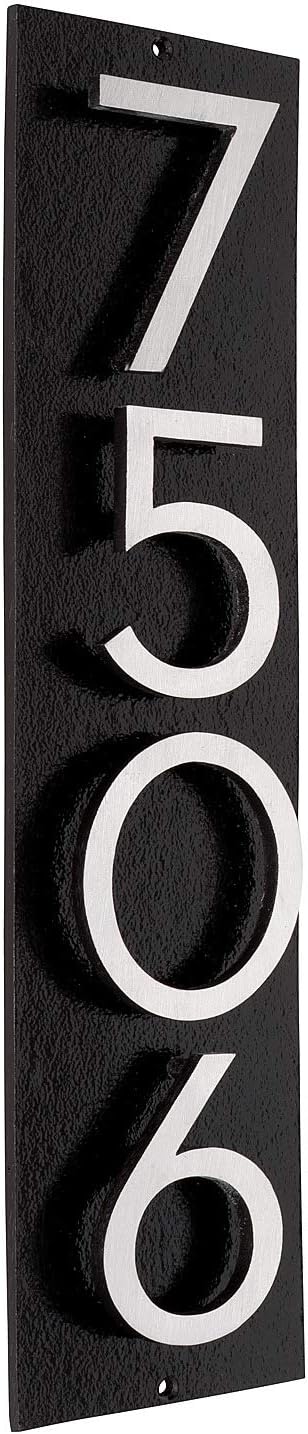 10 Color Options, Two Tone Powder Coated Aluminum Floating Modern 4" Number Vertical Address Plaque (4 Digits) Manufactured by Address Number Store