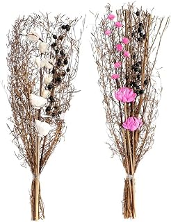 DKD Home Decor Ramo de la Marca, Color Blanco y Rosa, de Varios Materiales (30 x 30 x 65 centímetros) (2 Unidades)