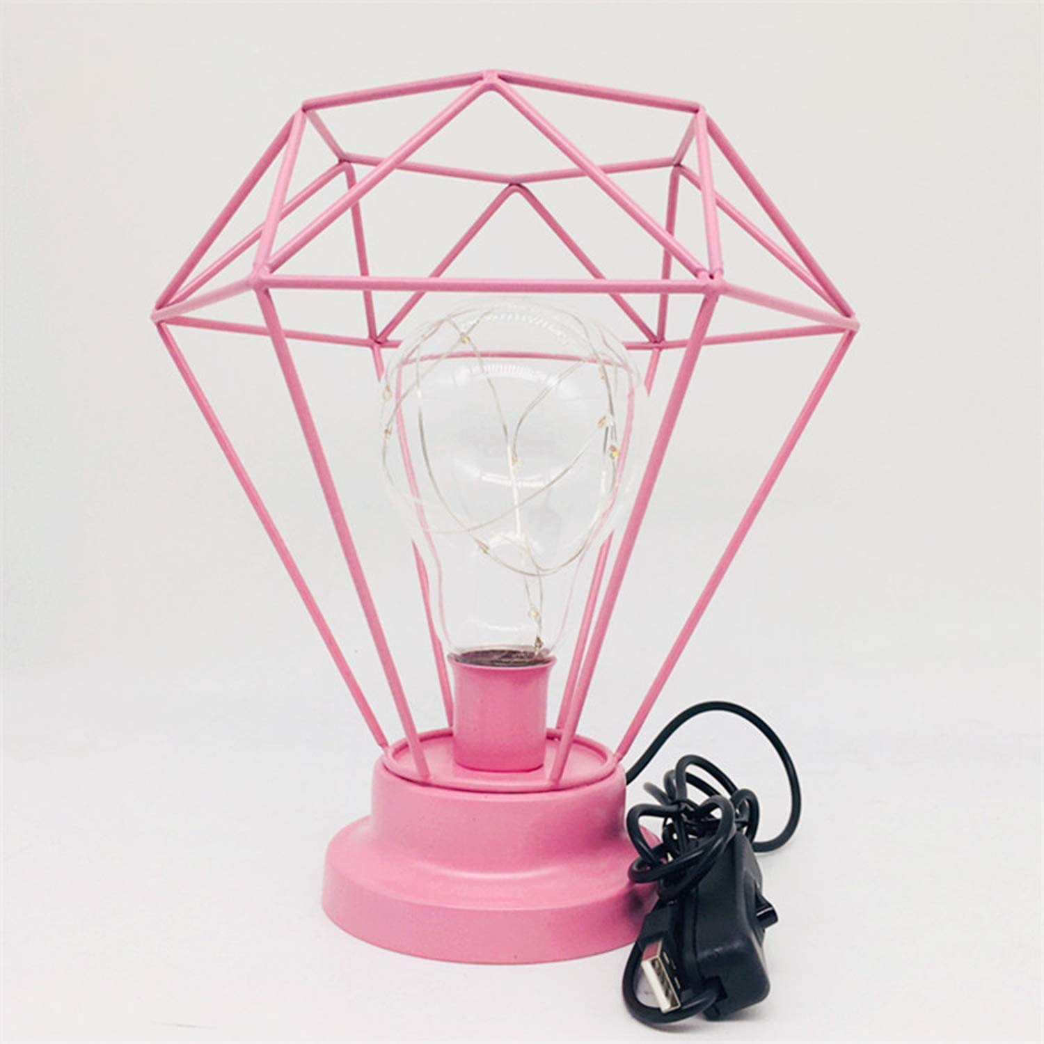 Lampada da tavolo in ferro diamantato, Lampada da comodino in filo di ferro in stile nordico con illuminazione decorativa a batteria per la camera da letto di casa Hotel (B modalità Lampada da tavolo in ferro diamantato, Lampada da comodino in filo di ferro in stile nordico con illuminazione decorativa a batteria per la camera da letto di casa Hotel (B modalità