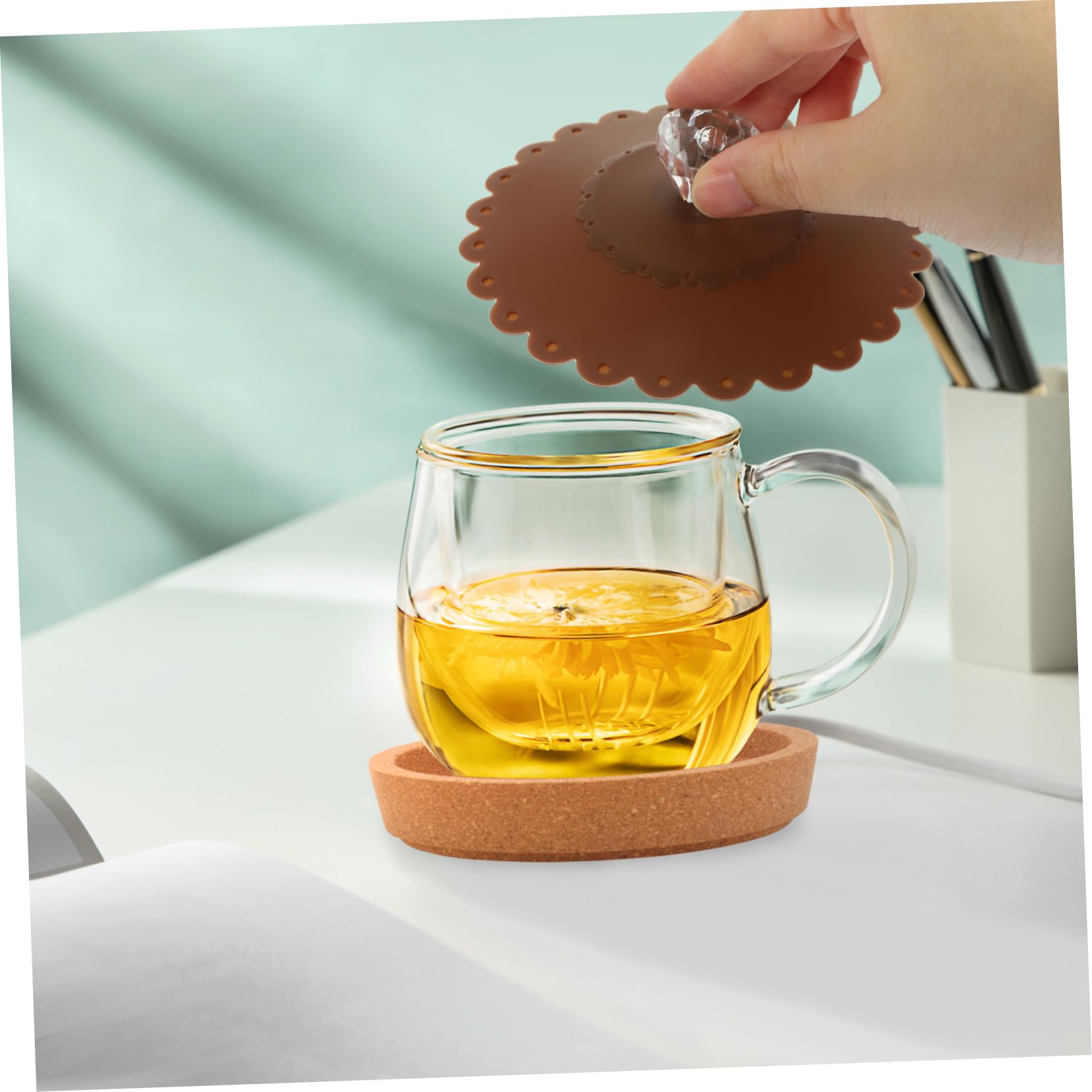 Amosfun 18 Pcs couvercles de gobelets couverture de tasse couvercle d'aspiration de tasse à café jolie tasse pot tasses à café couvercles de tasses chaudes couvercle de tasse en silicone