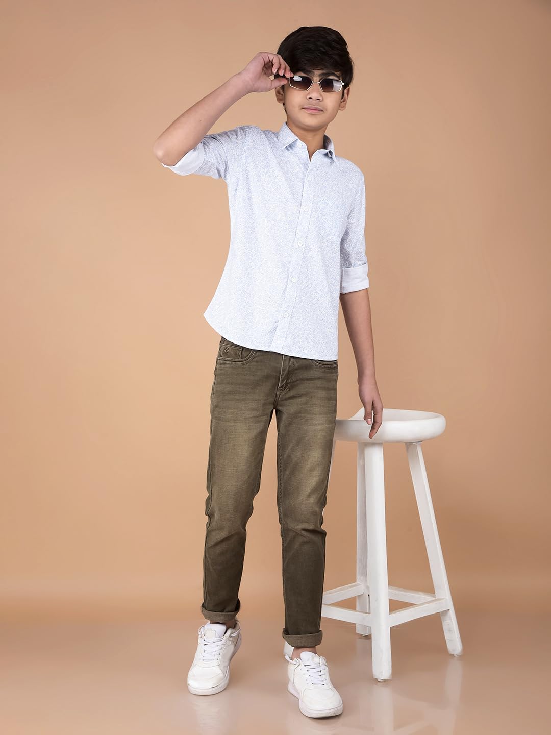 Crimsoune Club Boy's Blue Floral Print Shirt (7-8Y) 4