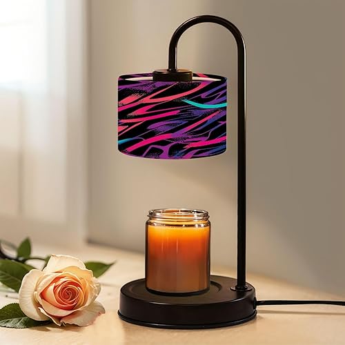 Miniatura 15 de Candle Warmer Lamp with Timer and Dimmer, Retro Groovy 60s 70s Seamless Old School Psychedelic Hippie Design Wax Melt Warmer with 4 Bulbs, House
