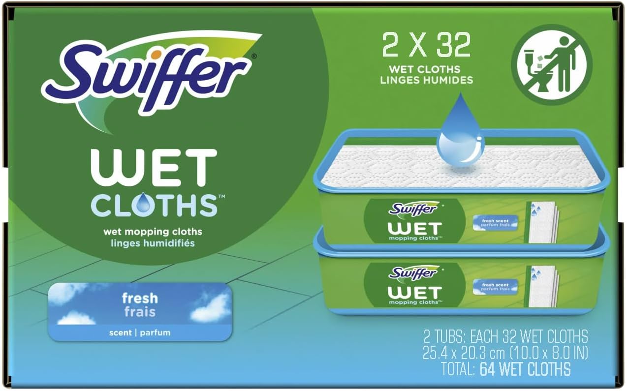 Sweeper Wet Mopping Cloths, 64 count