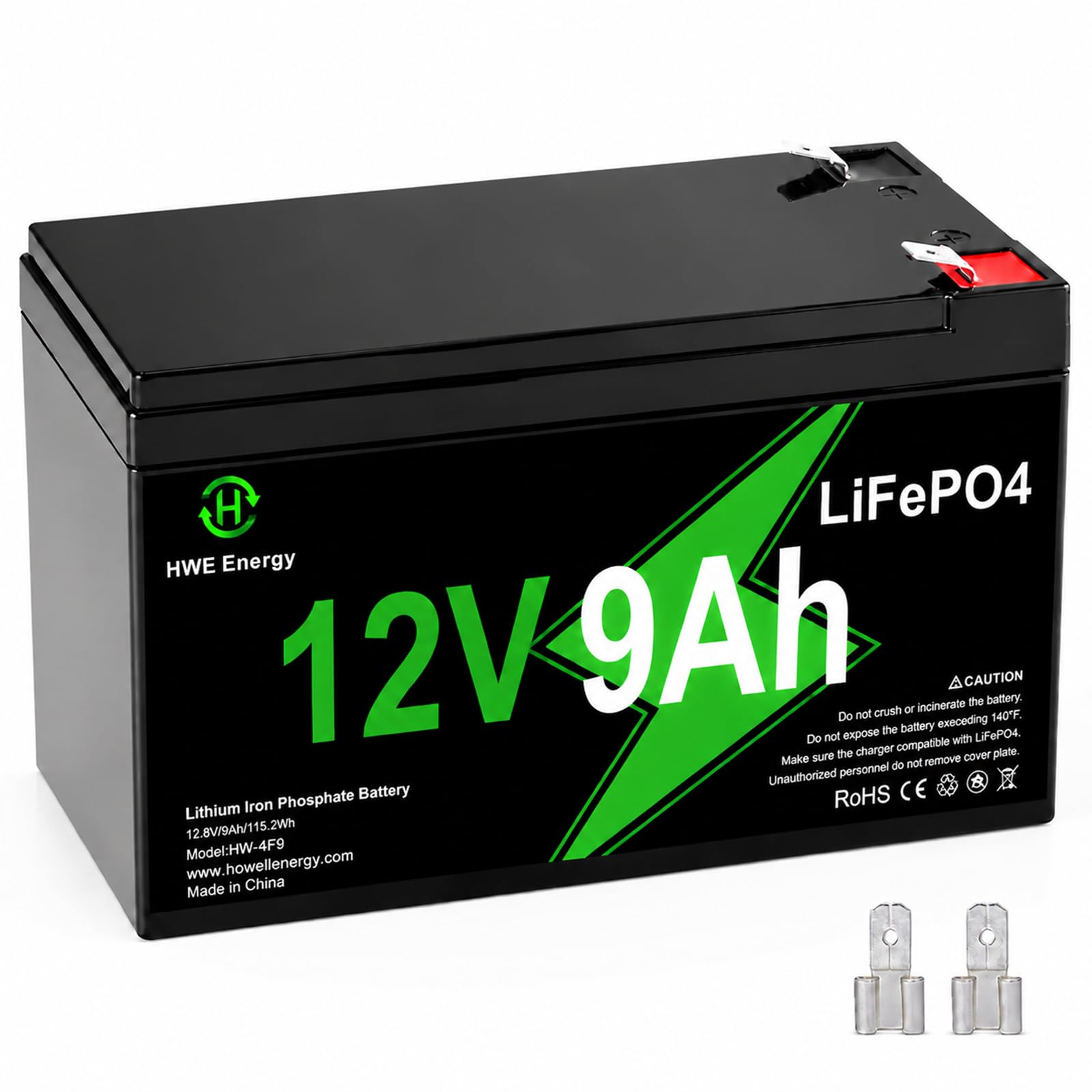 HWE Energy 12V 9Ah LiFePO4 Lithium Battery
