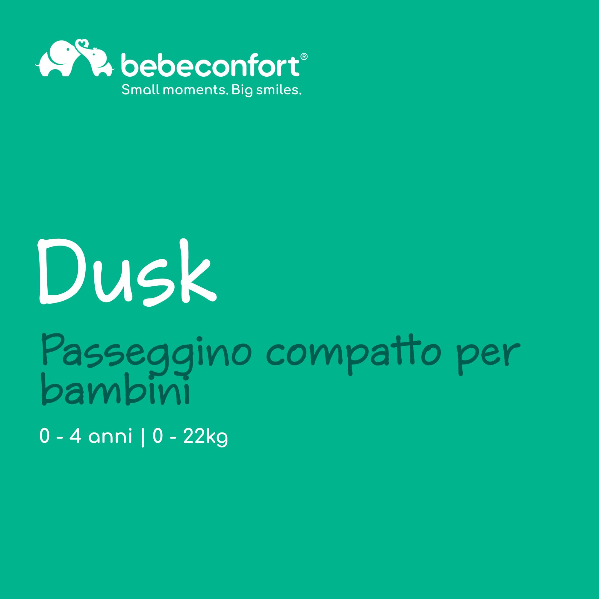 Bebeconfort Dusk, Passeggino Neonato 0-4 anni (22 kg), Passeggino Leggero (7,9 kg), Passeggino da Viaggio Compatto Chiusura Ombrello, Reclinabile, Morbidi Tessuti Imbottiti, Mineral Graphite