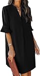JOCAFIYE Womens Dresses V Neck Short Sleeve Solid Casual Shift Dress for Women 2026