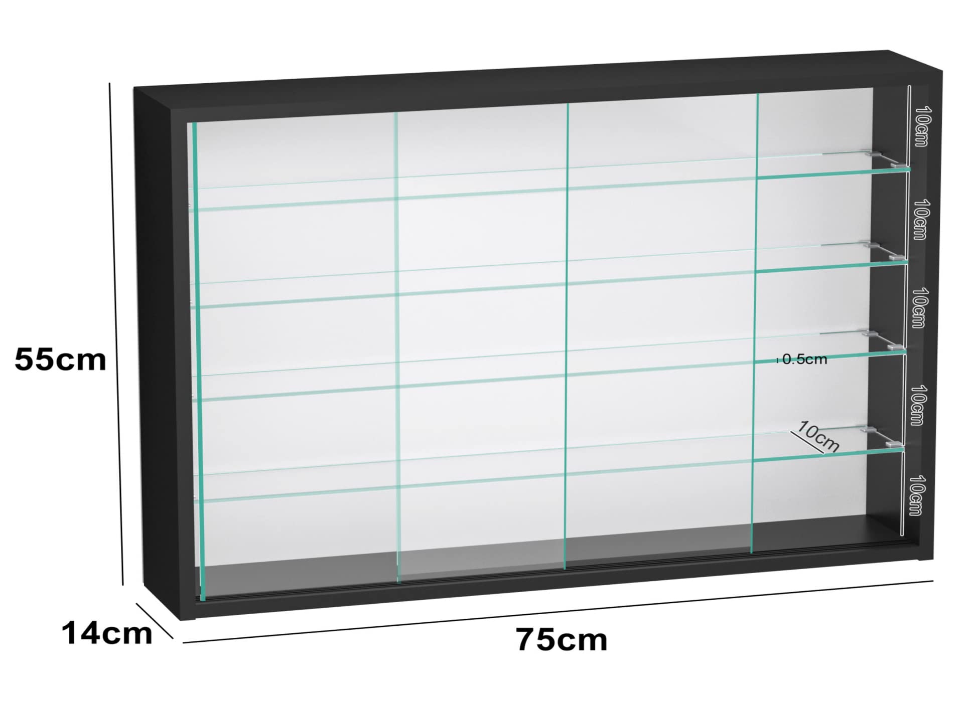 VDD Vitrine stehend Hängevitrine - Schiebetüren - 75 x 55 x 14 cm