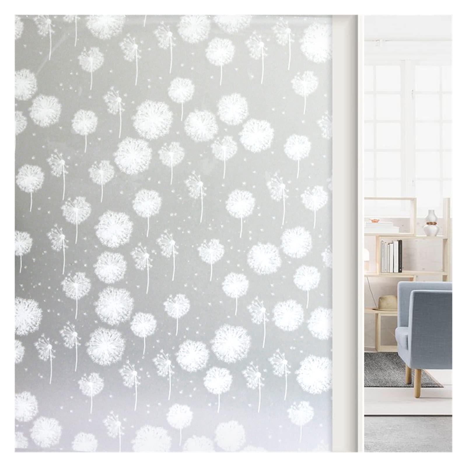 Privacy Film For Glass Windows,Stained Decorative Static Self Adhesive Sticker(Gold,90x200cm)