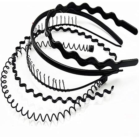 Amazon メンズ カチューシャ スプリング ヘアバンド 鉄 波型 くし付き 滑り止め 男女兼用 髪留め ヘアアクセサリー 前髪 髪飾り 固定 メイク スポーツ 洗顔用 5本セット 黒 Black カチューシャ ヘアバンド 通販