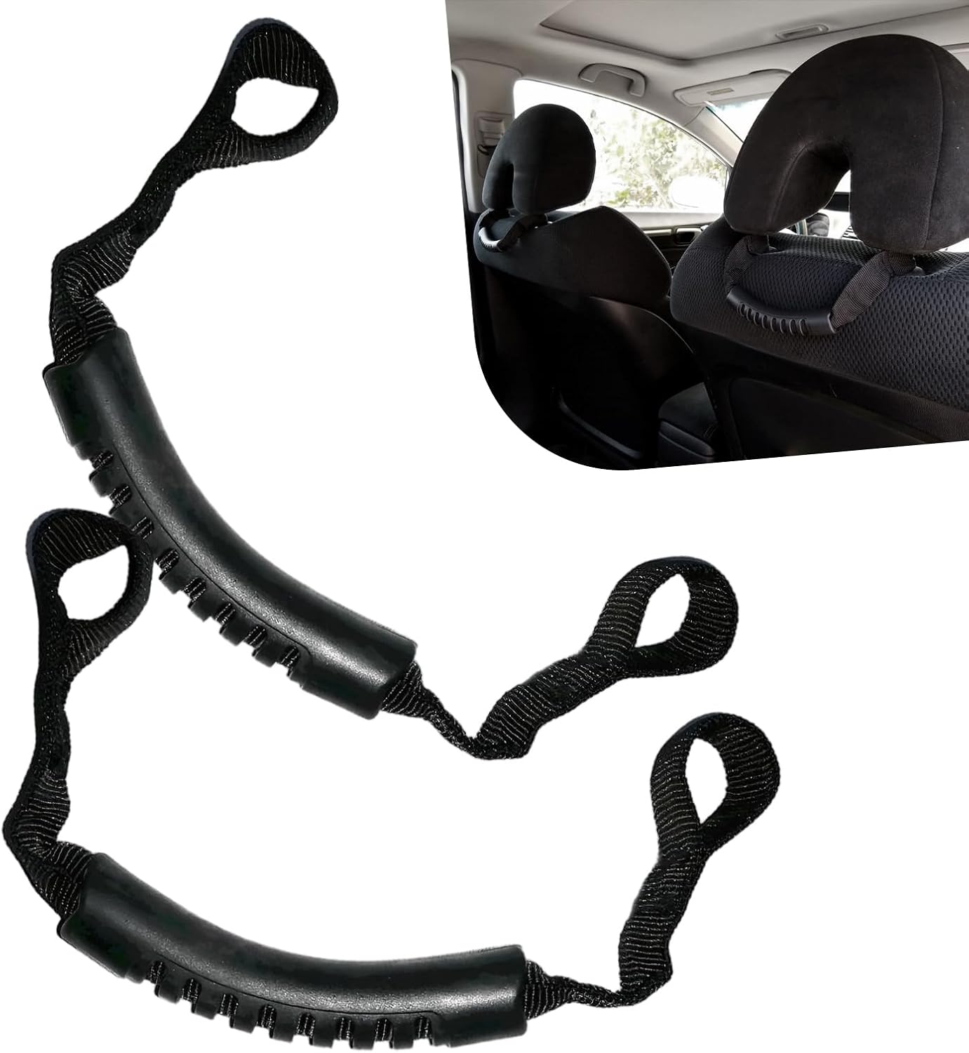 2 PCS Car Seat Headrest Grab Handles, Heavy-Duty Non-Slip Automotive Headrest Grab Handle, Vehicle Interior Safety & Support Grip for Car Seats, Universal for Most Cars, SUVs & Trucks