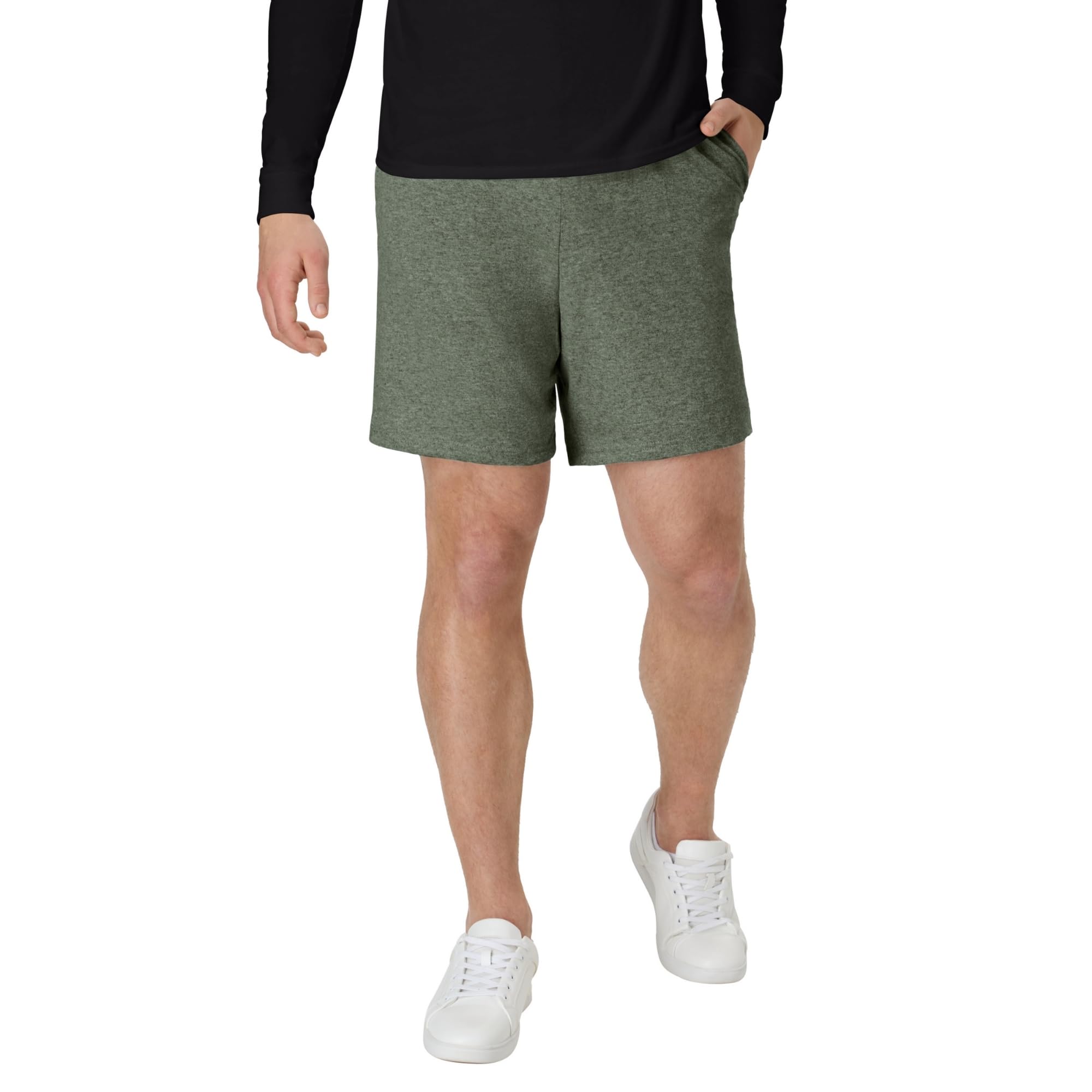 Hanes Men's Jersey Short with Pockets, Camo Green Heather, XXX-Large