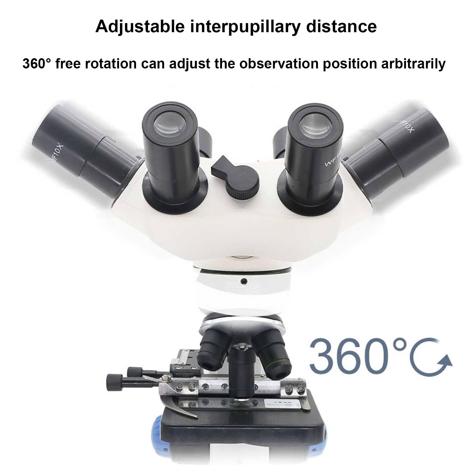 Microscopio óPtico Profesional 2000X / 5000X, Microscopio Trinocular para Estudiantes De Primaria Y Secundaria, Lentes Objetivos 4X, 10X, 40X, 6X/100X, con Soporte para TeléFono MóVil,2000X