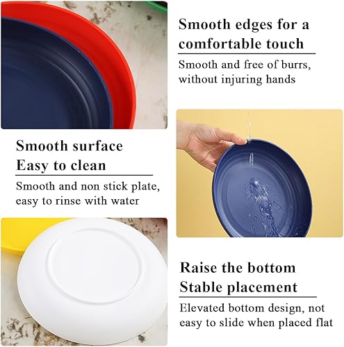 Miniatura 7 de Berglander Juego de 12 platos de plástico de 9 pulgadas, reutilizables y resistentes, irrompibles, platos para ensalada, cuencos para pasta, platos