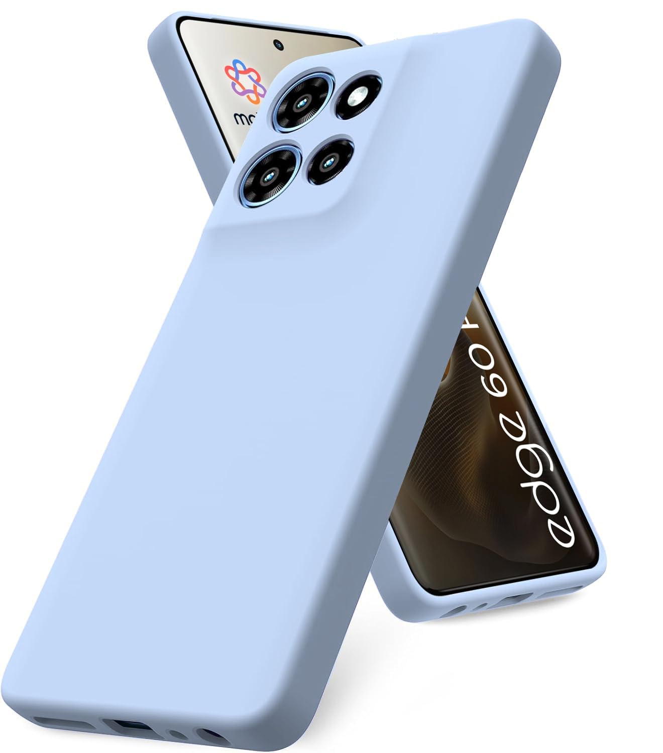 DIZORO Microfiber Candy Case for Motorola Edge 60 Pro 5G Smooth Touch Cushion Liquid Soft Silicone Gel Rubber Phone Cases Non-Slip Full Body Protective Shockproof Back Cover - Carolina, Blue-image-36