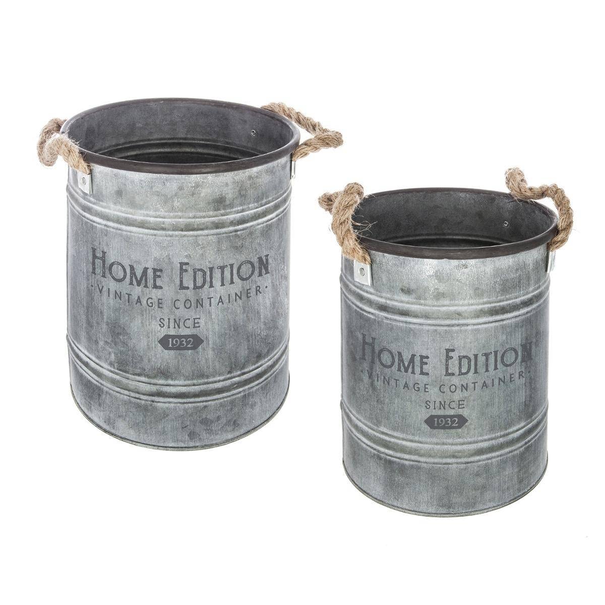 Set di 2 secchi in metallo grigio D19 23cm