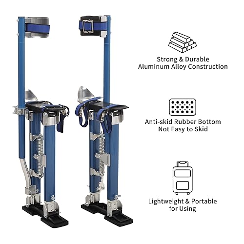 Miniatura 5 de TBAPFS Taladros de paneles de yeso de 18 a 30 pulgadas de altura ajustable herramienta de aluminio para pintar acabar podar limpiar ramas color azul