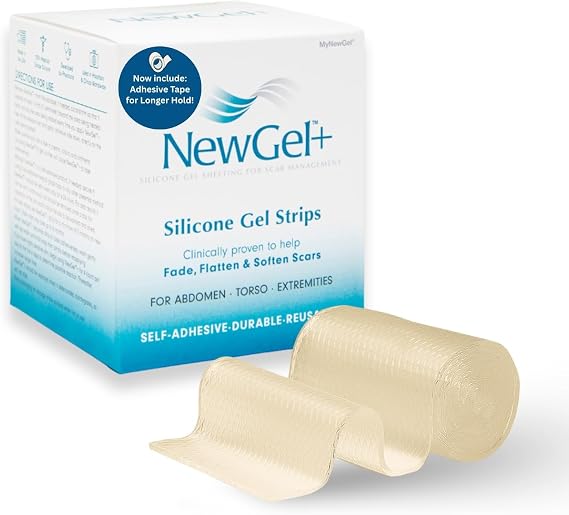 NewGel Advanced Silicone Professional Scar Treatment Tape by MyNewGel, Ultra-Thick, for Abdomen, C-Section, Keloids, Burns, Reusable, 2 x 24 Strip - Beige