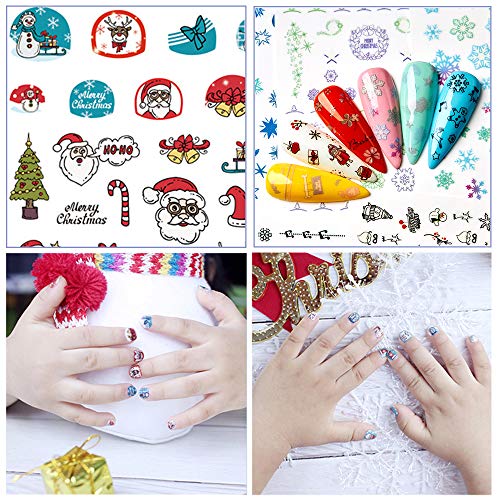 EBANKU 12 Blatt Nagelsticker Weihnachten Selbstklebend Nagelaufkleber Leuchtend Weihnachten Schneeflocken Nail Art… – Bild 4