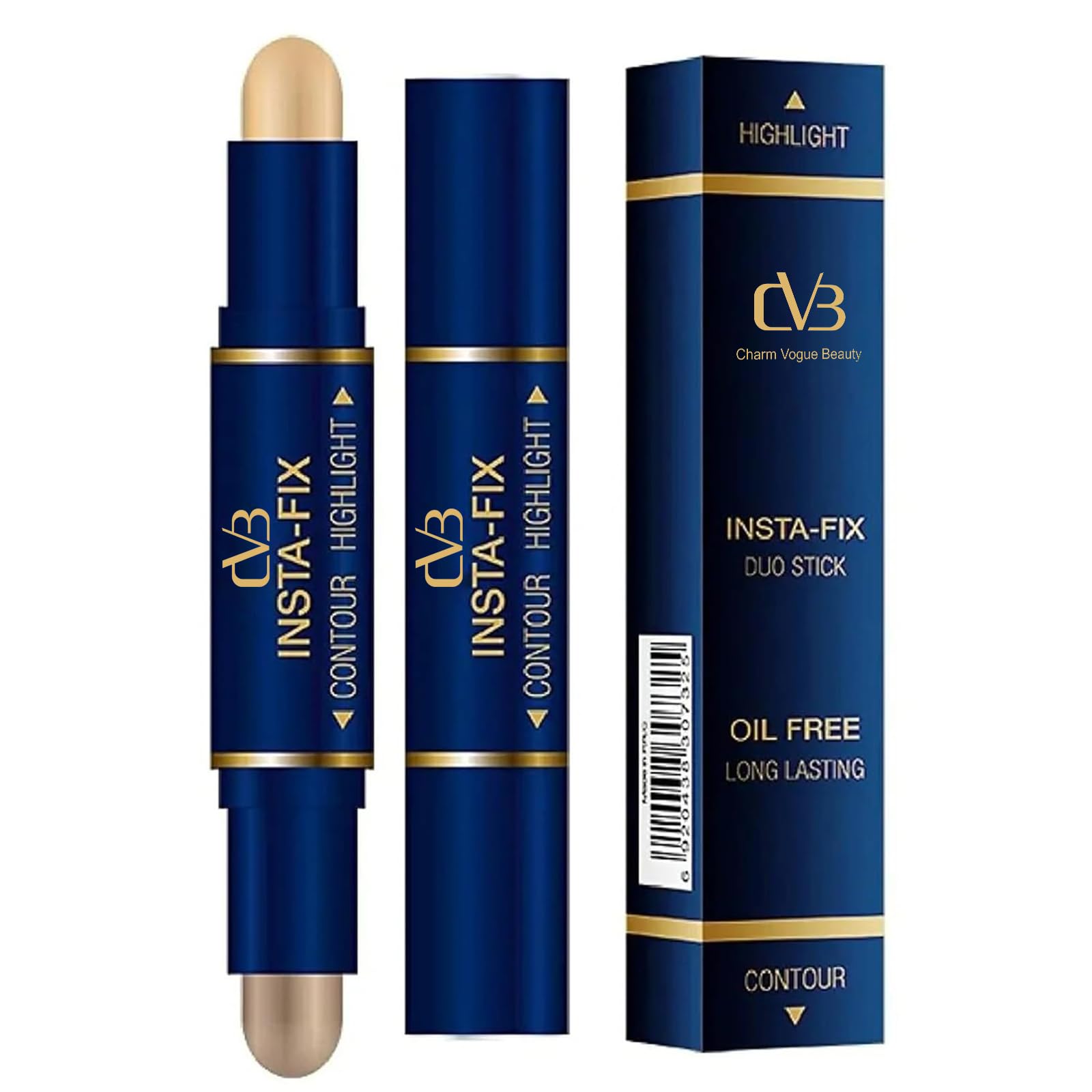 Cvb 2in1 Contour Stick For Face Highlight+Contour Insta-Fix Duo Stick Oil Free Long Lasting-image-30