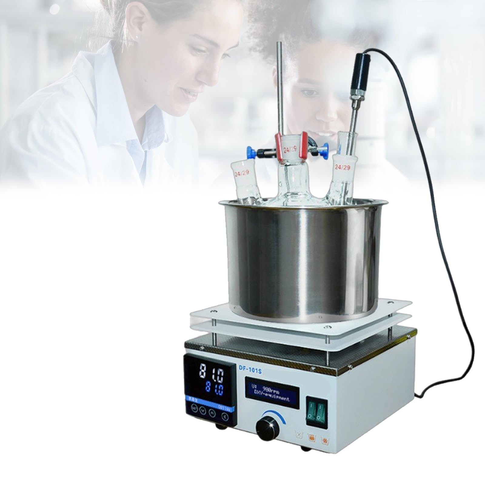 Piastra riscaldante con agitatore magnetico con barra di agitazione, display digitale a LED, agitatore magnetico con piastra riscaldante da 0 a 2450 giri/min, agitatori con piastra riscaldante(3L)