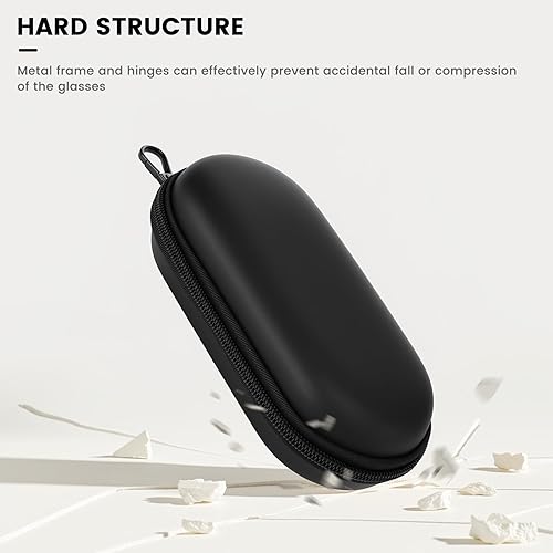 Miniatura 5 de Funda de piel sintética para lentes de sol, funda de gafas de sol portátil de carcasa dura EVA con hebilla de metal para gafas de sol, gafas