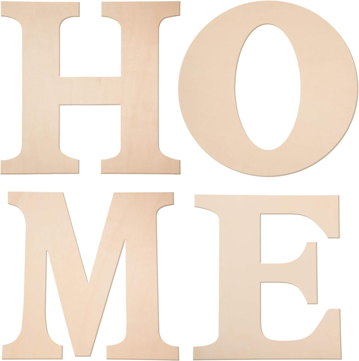 4 Pieces 12 Inches Unfinished Wooden Letters"Home" Wood Letters Wooden Home Decoration Letters Wooden Block Cutout Letters for Home Wall Decoration