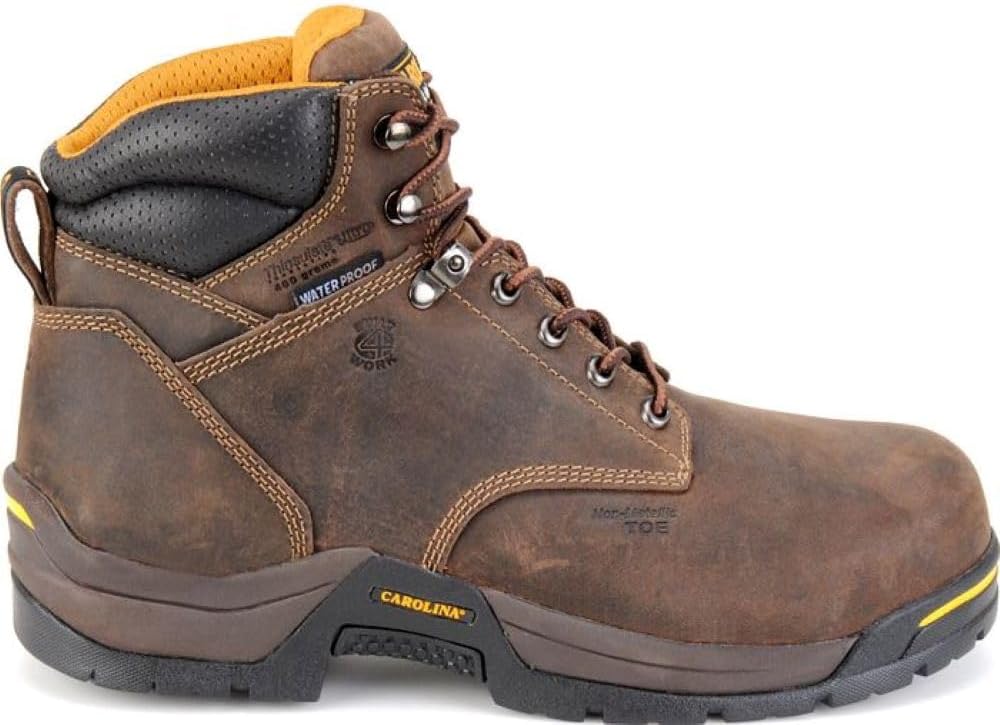 Carolina Bruno Lo 6" Men's Waterproof Insulated Broad Composite Toe Work Boot, AG7 Footbed, Slip-Resist Outsole