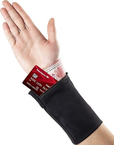 Easyports - Cartera de muñeca de 2 bolsillos para teléfono celular, cartera de tobillo, bandas para sudor, brazalete, bolsa oculta, cartera de