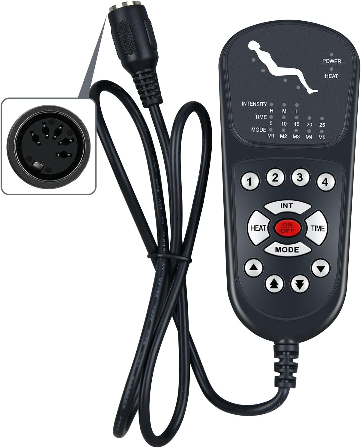 5 Pin Massage Remote Handset Controller Replacement for Power Recliner Lift Chair, Controls 2 Lifting Up/Down Motor 4 Sets of Vibration Motors 1 Heating Pad