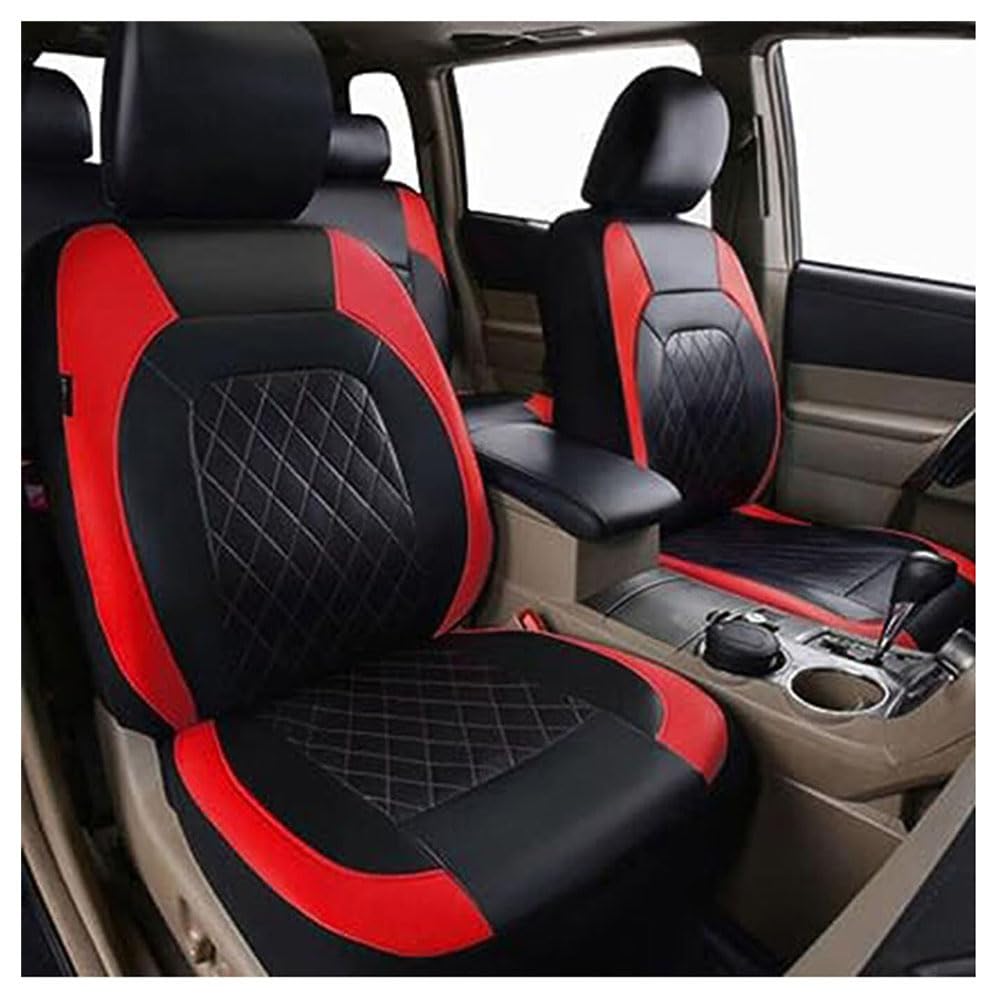 Set Coprisedili Auto per Kia Picanto 2011-2025, Set da 9 Pezzi in Pelle Pu Copri-Sedile Traspirante Impermeabile Sedili Protezion Accessori Interni,B/Red