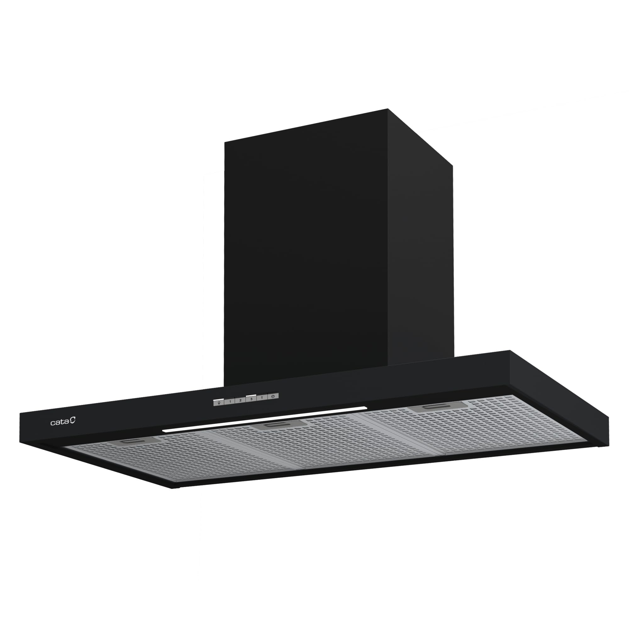 Cata Negro Campana Decorativa Pared Sygma 9010 Bk Con 4 Niveles De Extracción, 3+1 Turbo Panel De Control Electrónico Nivel Sonoro 50 Db Motor Bt3 Extra Silencioso Iluminación Led Ancho 90 Cm Color